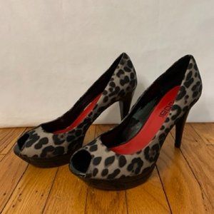 Platform Peep-toe Heels - Cheetah - Lace - Moda Brand - 9.5M